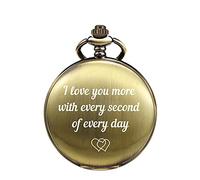 TREEWETO Bronze Pocket Watch to Husband Wife Boyfriend Girlfriend Birthday Personalized Engraving Gifts for Men Women Valentine's Day Christmas