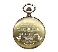 TREEWETO Engraved Bronze Fob Pocket Watch for Men