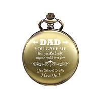 TREEWETO Engraved Bronze Pocket Watch Gift for Dad, Men, Father, Father-in-Law, Birthday Christmas Memory Gifts Present to Papa Daddy
