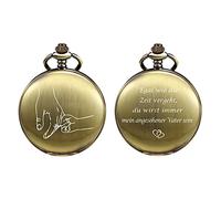 TREEWETO Engraved Pocket Watch for Dad Gift, Vintage Pocket Watches with Engraving Chain Men's Black Gift for Birthday Father's Day Father's Day Gift Birthday Gift