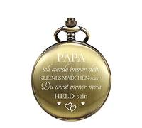 TREEWETO Engraved Pocket Watch for Dad Men, Black Bronze Pocket Watches with Chain for Men, Birthday Gift, Father's Day Gift, (Bronze Color)