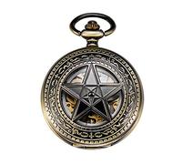 TREEWETO Hollow Mechanical Men's Pocket Watch Five-Pointed Star Skeleton Bronze Roman Numerals