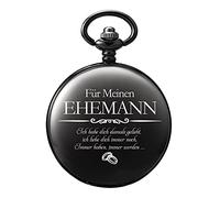 TREEWETO Husband Pocket Watch with Chain for Men, Anniversary Gift, Family Gift, black, Classic