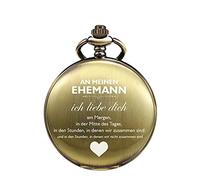 TREEWETO Husband Pocket Watch with Chain for Men, Bronze