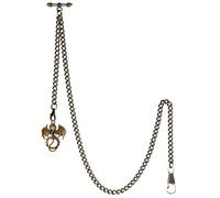 TREEWETO Men's Albert Chain Pocket Watch Curb Link Key Chain 2 Hooks with Antique Dragon Bronze Pendant Design Charm Fob T Bar