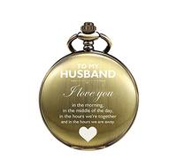 TREEWETO Mens Bronze Pocket Watch Gifts for Birthday Anniversary Valentines Day Wedding Fathers Day Christmas, Personalized Pocket Watches for Him