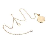 TREEWETO Men's Double Albert Chain Pocket Watch Curb Link Key Chain 3 Hooks with Antique Rudder Pendant Design Charm Fob T Bar Golden