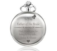 TREEWETO Mens Engraved Pocket Watch for Father of The Bride Gifts from Daughter Silver Pocket Watches Dad of The Bride Gifts Wedding Gift