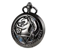 TREEWETO Men's Pocket Watch Mechanical Double Cover Full Metal Alchemist Skeleton Steampunk for Men Women with Chain Box