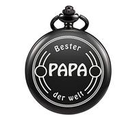 TREEWETO Men's Pocket Watch with Engraving Bester Papa der Welt Pocket Watches with Chain Gifts for Dad Men Christmas Father's Day Gift for Your Father, Black (black C)