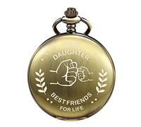 TREEWETO Men's Pocket Watch with Engraving for Grandpa Dad From the Granddaughter, Men's Steampunk Pocket Watches with Chain, Father's Day Gift, Gift for Your Dad, Bronze B
