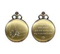 TREEWETO Mens Womens Quartz Personalized Bronze Pocket Watch Engraved Engraving Customized with Chain Gift Box for Dad Father Papa Uncle Grandpa Grandfather Love