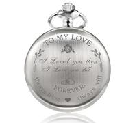 TREEWETO Mens Womens Quartz Silver Pocket Watch to My Love