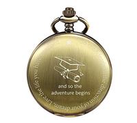 TREEWETO Pocket Watch Engraved So The Adventure Begins for Graduation Perfect College High School Graduation or for Son Daughter Him Her Classmates (Bronze)