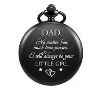TREEWETO Pocket Watch for Dad from Daughter Engraved -I Will Always be Your Little Girl Pocket Watches Child to Dad Birthday for Father (Black)