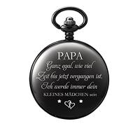 TREEWETO Pocket Watch for Dad Men, Black Bronze Pocket Watches with Chain for Men, Birthday Gift, Father's Day Gift, 1. Little Girl (Black)