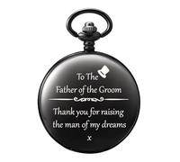 TREEWETO Pocket Watch - Personalised Engraving for Father of The Groomsman Groom Quartz Fobwatch - Dad Gifts for Wedding | Best Man Gifts Wedding Gift