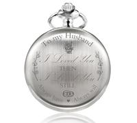 TREEWETO Pocket Watch Silver Valentines Gift for Husband Gifts for Men Engraved to My Husband - Gift for Husband from Wife for Birthday Wedding Anniversary
