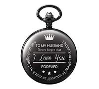 TREEWETO Pocket Watch Valentines Gift for Husband Anniversary Gifts for Men Engraved"to My Husband" - Gift for Husband from Wife for Birthday Wedding Anniversary