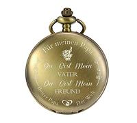 TREEWETO Pocket Watch with Engraving Chain Men's Bronze Gift for Birthday Father's Day Father