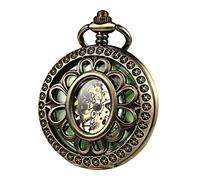 TREEWETO Skeleton Pocket Watch Hollow Flower Case Design Mens Bronze Mechanical Luminous Dial with Chain Box for Men Women