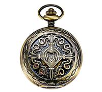 TREEWETO Steampunk Copper Case Skeleton Mechanical Pocket Watch Men's Watches