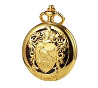TREEWETO Unisex Pocket Watch Mechanical Double Cover Bird Shield Skeleton Steampunk for Men Women with Chain & Gift Box, Gold