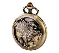 TREEWETO Vintage Mechanical Skeleton Hollow Pegasus Carved Pocket Watch for Men Women, Bronze
