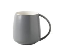 TREEWOO Classic Large Capacity Ceramic Belly Coffee Mugs 380ml 13oz Nordic Matte Finished Water Breakfast Toothbrush Egg Shaped Cup with Handle for Home Office Men Women (Gray)