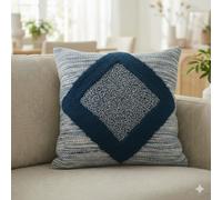 TreeWool Handmade Woven Cotton Cushion Cover with Fluffy Diamond Design (Peacock Green, 45x45cm, Pack of 1) Boho Decorative Throw Pillow Cover for Living Room/Bedroom