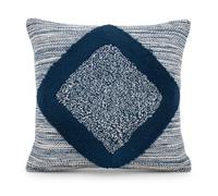 TreeWool Peacock Green Boho Diamond Cushion Cover 45x45cm [1 Piece] - Handmade Woven Fluffy Textured Cotton Throw Pillow Case; Decorative Geometric Pillow for Spring & Summer Home Décor