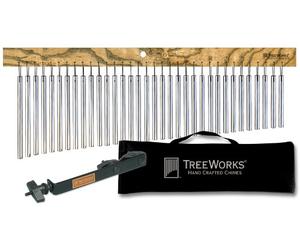TreeWorks Chimes Complete Chime Set with Mounting Bracket and Bag - MADE IN U.S.A. - Large Single Row, Tennessee Hardwood (TRE35KIT)