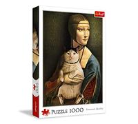 Trefl 1000 Elements, Customized, Pictures, Portraits, Tea, Creative Entertainment, Gifts, Fun, Classic Puzzle, Colour Checkers with Cat, Mona Lisa mit Katze, 10663
