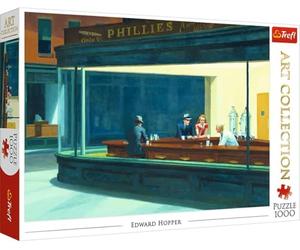 Trefl 10747 1000 Elements, Art Collection, American Painting, DIY, Creative Entertainment, Fun, Classic Puzzles for Adults and Children from 12 Years, Night Owls, Edward Hopper