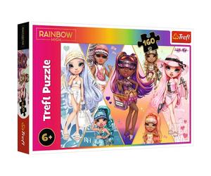 Trefl 160 Elements Colorful Fairy Tale Character Puzzles, Creative Entertainment, Fun for Kids Age 3+, 15415, Rainbow High, Happy Friends