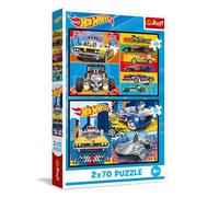 Trefl 2-in-1 Jigsaw Puzzle: Hot Wheels, Cars - 2 x 70 Pieces, Set of Two Puzzles for Children from 4 Years