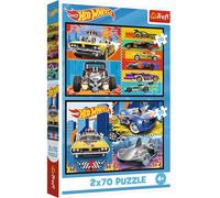 Trefl 2-in-1 Jigsaw Puzzle: Hot Wheels, Cars - 2 x 70 Pieces, Set of Two Puzzles for Children from 4 Years