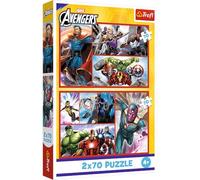 Trefl 2-in-1 Puzzle: Marvel The Avengers, Become a Hero - 2 x 70 Pieces, Set of Two Puzzles for Children from 4 Years