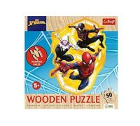 Trefl 20280 Wooden Puzzle: Marvel Spider-Man, Spider-Man Ready to Action, 50 Pieces, Wooden, Irregular Shapes, 10 Figures, Modern Puzzle for Children from 5 Years, Multicoloured