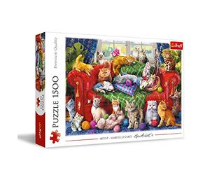 Trefl 26198 Piece Jigsaw, Kittens on The Sofa 1500 Teile Katzen, Modernes DIYPuzzle, Kreative Unterhaltung, Spaß, Klassische Puzzles mit Tieren, für Erwachsene und Kinder ab 12 Jahren