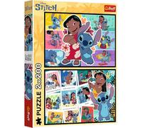Trefl 2in1: Lilo, Happy Life of Stitch-2 x 200 Pieces-Pack of Two Teens Puzzles, Multicoloured, 13334