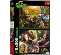 Trefl 2in1: Marvel Guardians of The Galaxy, I Am Groot-2 x 200 Pieces-Set of Two Jigsaw Puzzles for Boys, Multicoloured, 13315