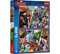 Trefl 2in1: Marvel The Avengers, Protectors of the World-2 x 200 Pieces-Set of Two Jigsaw Puzzles for Boys, Multicoloured, 13318