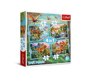 Trefl 34609 4-in-1 4 12 to 24 Elements Puzzle with Dinosaurs, Various Difficulty Levels, Entertainment for Children from 3 Years, Extraordinary Dinos