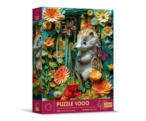 Trefl - 3D Effect Puzzle, Hedgehog - 1000 Pieces - 40th Anniversary, Art Paper Art, Premium Puzzle for Adults and Children from 14 Years