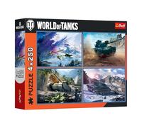 Trefl 4 in 1: World of Tanks, Great Tank Battle-4 x 250 Pieces-Set of Four Teen Puzzles, Multicoloured, 13347
