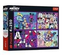 Trefl 4in1: Disney Mickey Mouse Adventure Series-4 x 250 Pieces-Set of Four Puzzles for Boys, Multicoloured, 13308