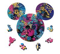 Trefl -500+5 pieces, Wood Craft, 70 Figures, Modern, for Adults and Children Over 12 Years, 20168, Wooden Contour Puzzle: Mickey Mouse, Cult Mickey Mouse