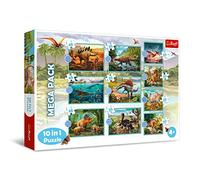 Trefl 90390 10-in-1 Puzzle 10 20 to 48 Elements Dinosaur Puzzles Various Difficulty Levels Entertainment for Children from 4 Years, Meet All Dinos, 0