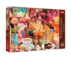 Trefl All Things Nice Kittens - 1000 Piece Jigsaw Puzzles for Adults & Children Aged 12+ - Tea Time Cuddling Cats Puzzle